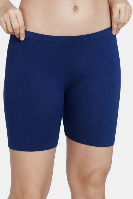 Zivame Girls Knit Cotton Shorts - Blue Depth — image 2